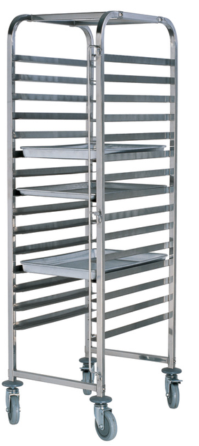 Carro para bandejas de una sola l&iacute;nea de acero inoxidable